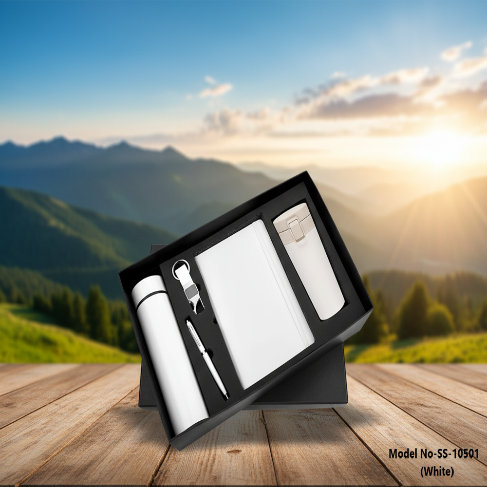 Premium Luxury Executive Corporate Gift Set with  Flask,Tumbler, Notebook, Pen & Keychain (SS-10501)