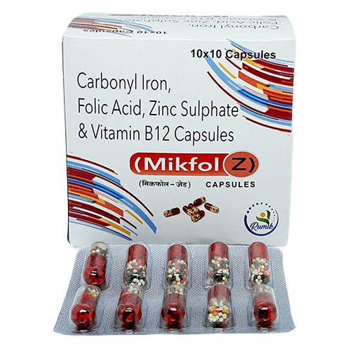 Caronyl Iron Folic Acid Zinc Sulphate And Vitamin B12 Capsules