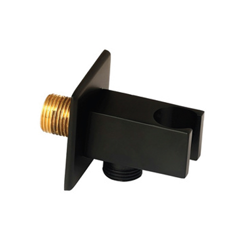 WO4 Matt Black Wall Outlet With Hook