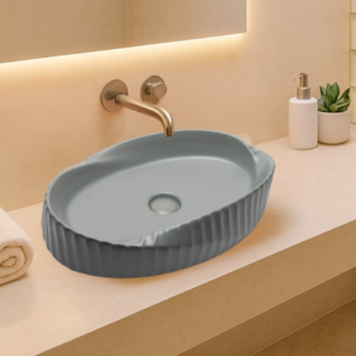 Assymetrical Fluted Oval Basin
