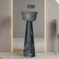 003 Dark Grey Satvario Halo Pedestal Basin