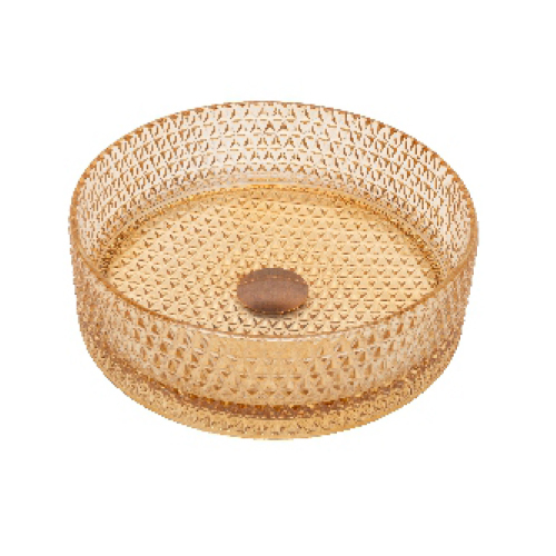 001AM Amber Diamond Cut Glass Basin