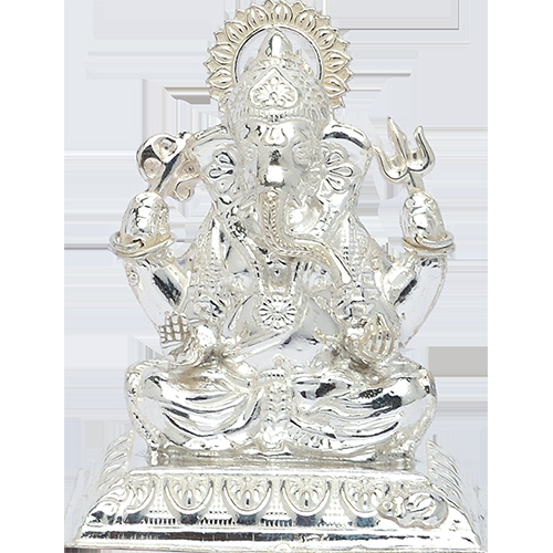 SILVER SQUARE GANPATI HOLLOW IDOL  18KT (75%)