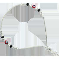 Silver Fancy Payal Fp12a - 12kt/16kt Silver, Standard Size | Intricate Ethnic Pattern, Hanging Beads, Clasp Lock