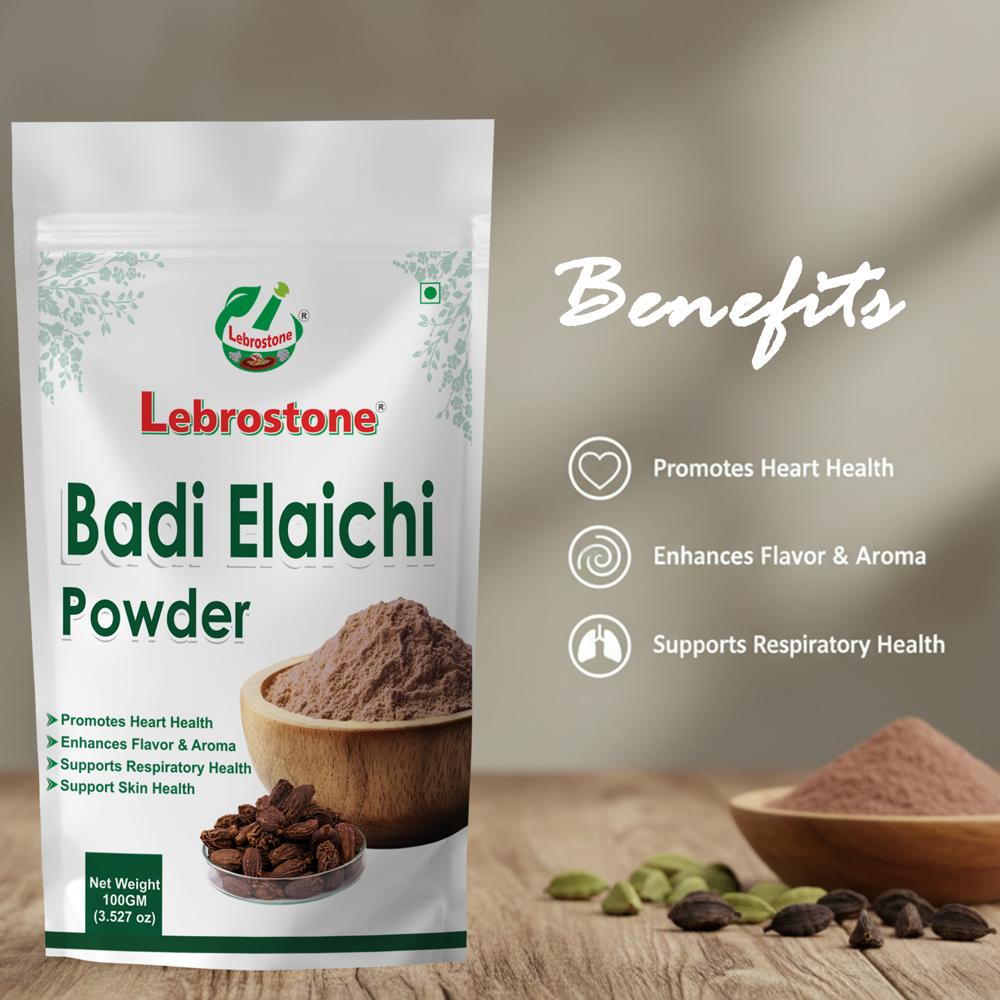 Lebrostone Badi Elaichi Powder  Promotes Heart Health, Enhances Flavor & Aroma, Supports Respiratory Health| 100g