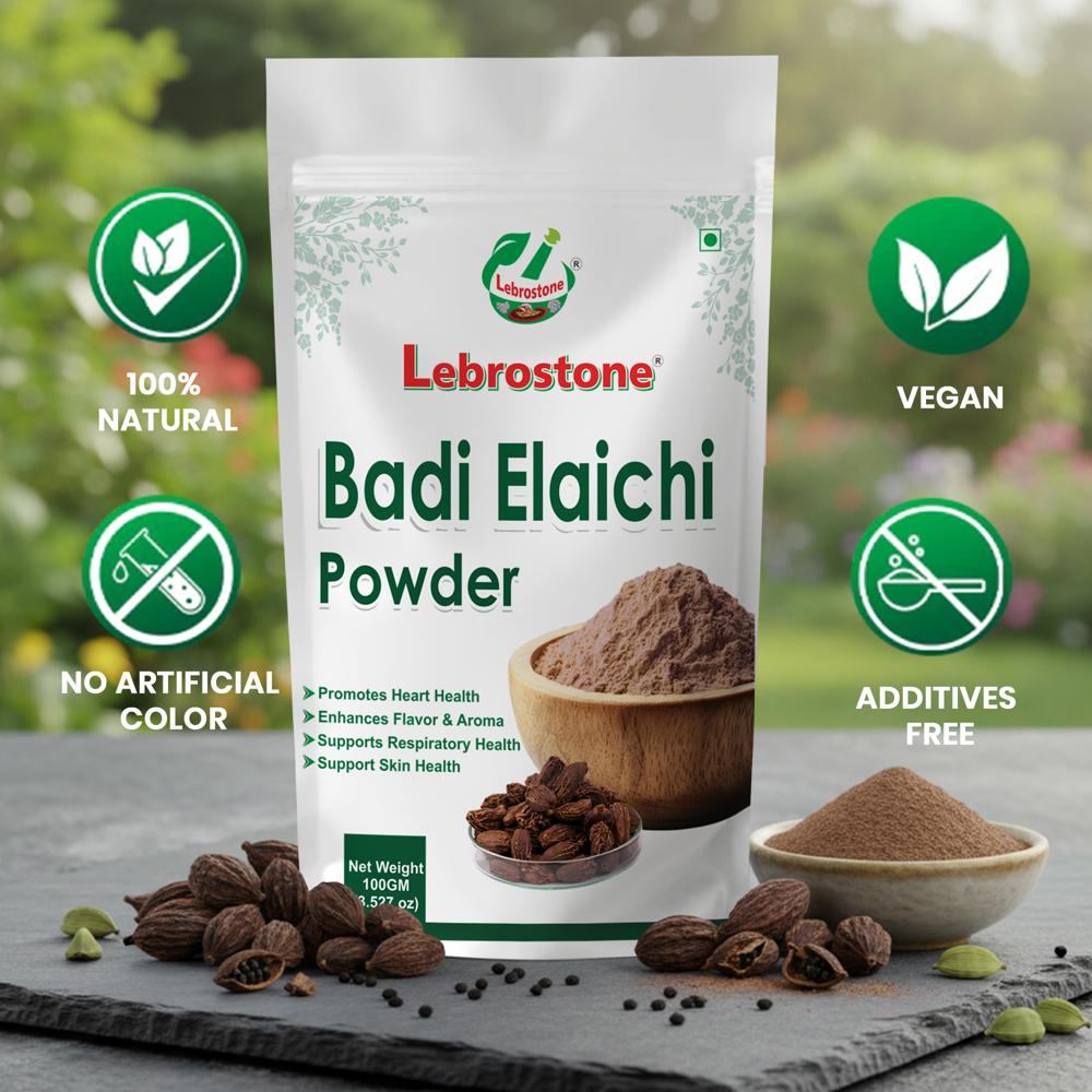 Lebrostone Badi Elaichi Powder  Promotes Heart Health, Enhances Flavor & Aroma, Supports Respiratory Health| 100g
