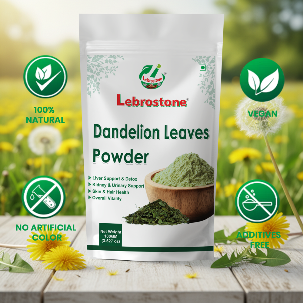 Lebrostone Dandelion Leaves Powder  Digestive Support, Sugar Balance, Liver & Kidney Health, Immunity Booster, Rich Nutrients(100g)
