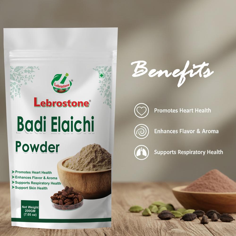 Lebrostone Badi Elaichi Powder  Promotes Heart Health, Enhances Flavor & Aroma, Supports Respiratory Health| 200g