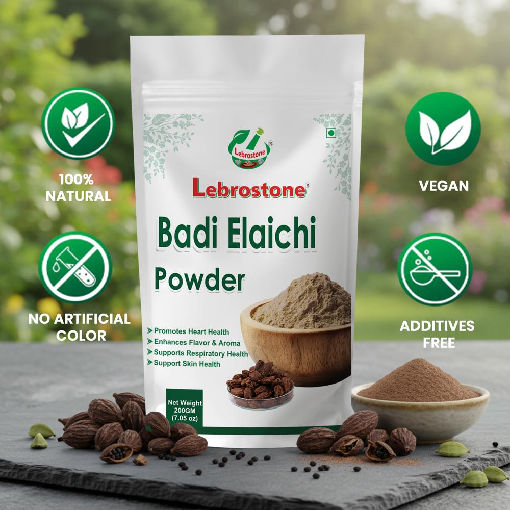 Lebrostone Badi Elaichi Powder  Promotes Heart Health, Enhances Flavor & Aroma, Supports Respiratory Health| 200g