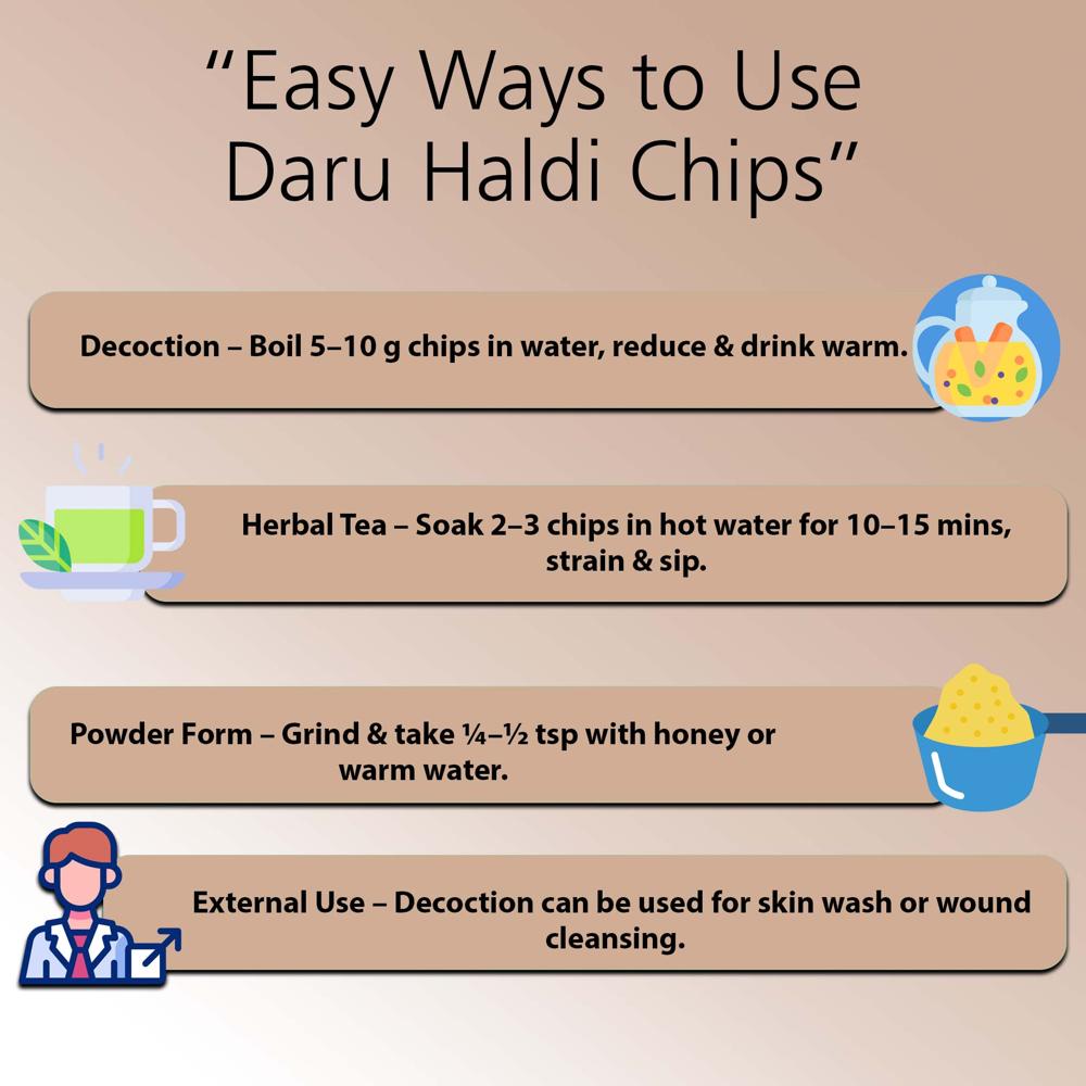 Lebrostone Herbal Daru Haldi Chips Powder  Natural Liver Support, Digestion, Immunity & Skin Wellness(100g)