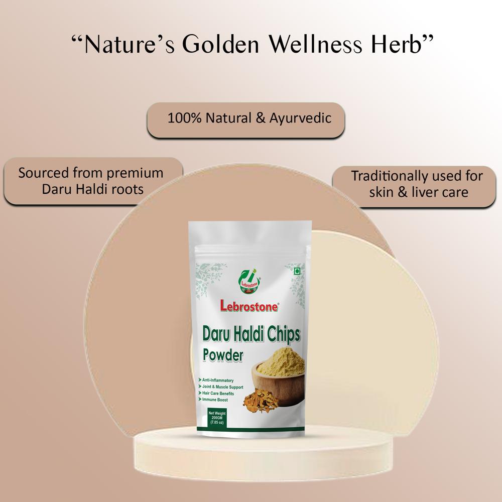 Lebrostone Daru Haldi Chips Powder  Supports Liver Health, Detoxification, Digestion, Immunity & Skin Health(200g)