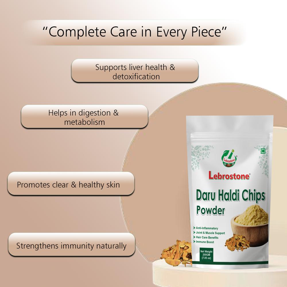 Lebrostone Daru Haldi Chips Powder  Supports Liver Health, Detoxification, Digestion, Immunity & Skin Health(200g)