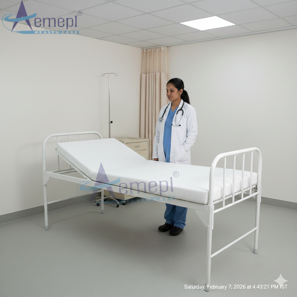 Attendant Bed - Steel Frame, Manual Operation, High-quality Design | Excellent Durability, Easy Maintenance, Ideal For Hospital Use