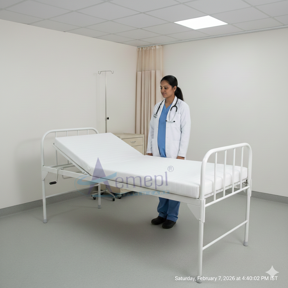 Attendant Bed - Steel Frame, Manual Operation, High-quality Design | Excellent Durability, Easy Maintenance, Ideal For Hospital Use