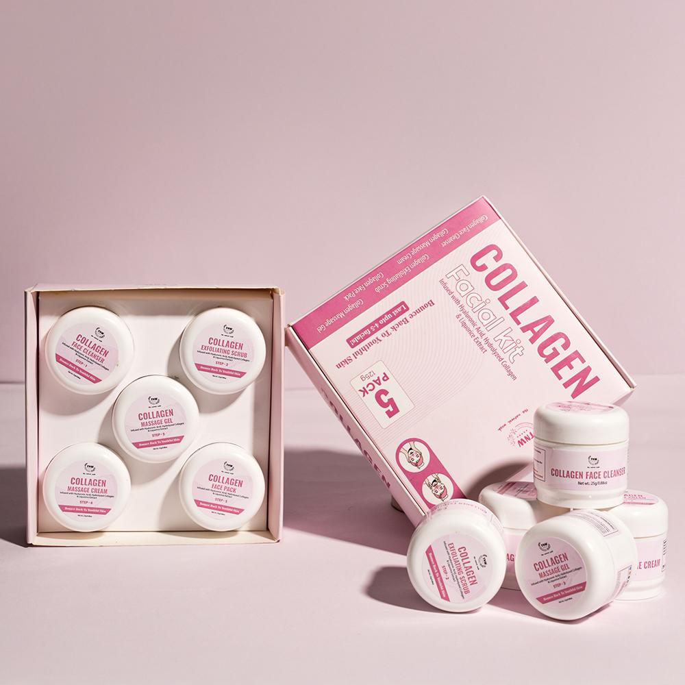 Collagen Facial Kit (cleanse| Exfoliate |hydrate| Massage | Nourish) - Characteristics: 100% Herbal