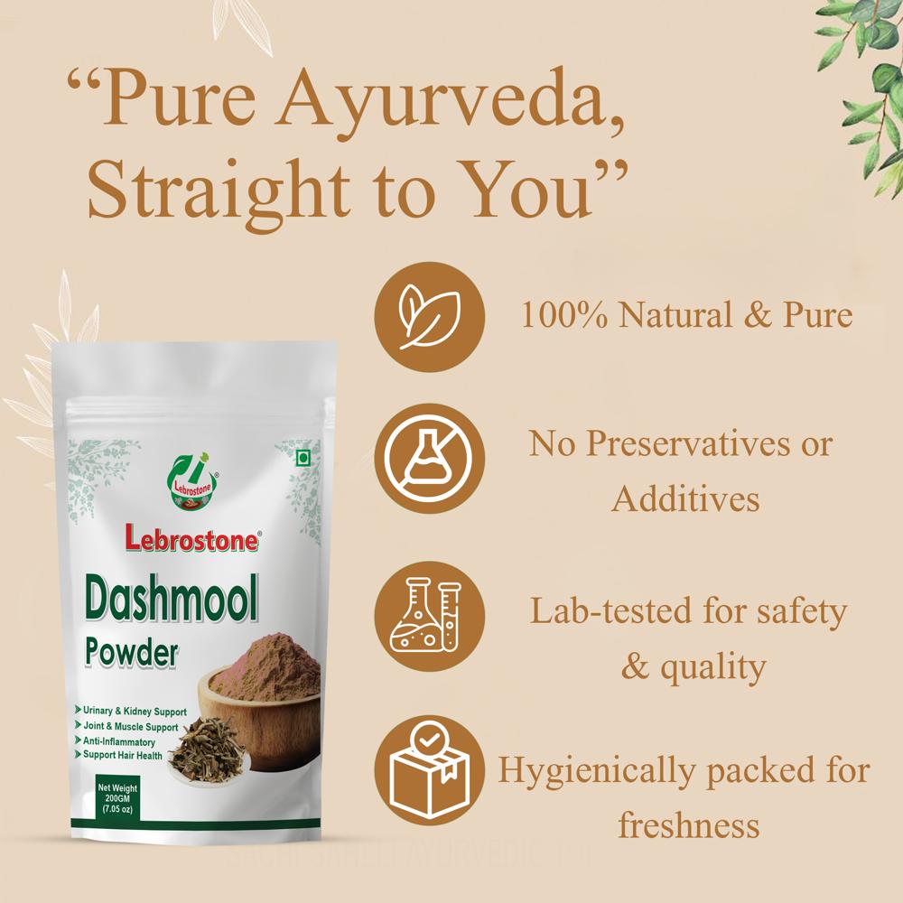 Lebrostone Dashmool Powder  Relieves Stress, Boosts Stamina & Hormonal Balance(200g)