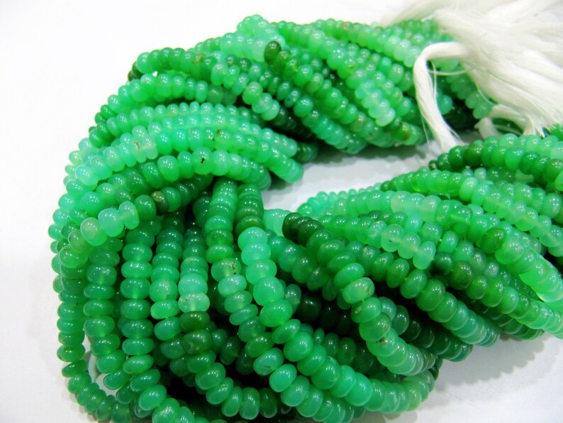 Natural Chrysoprase Shaded Smooth Plain Rondelle Beads Size 6-7mm Strand 8 Inches Long