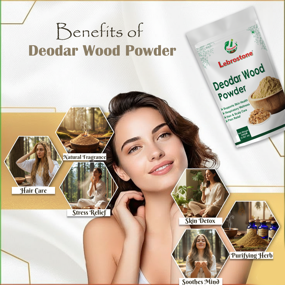 Lebrostone Deodar Wood Powder Hair Care, Skin Detox & Mind Soothing Powder(100g)