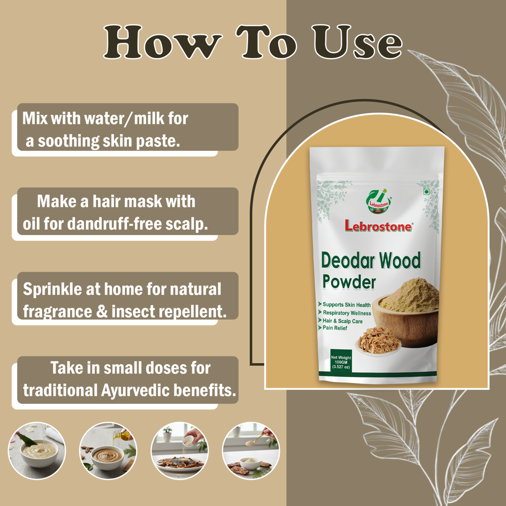 Lebrostone Deodar Wood Powder Hair Care, Skin Detox & Mind Soothing Powder(100g)