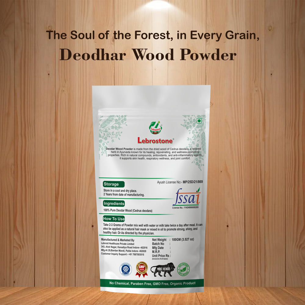 Lebrostone Deodar Wood Powder Hair Care, Skin Detox & Mind Soothing Powder(100g)