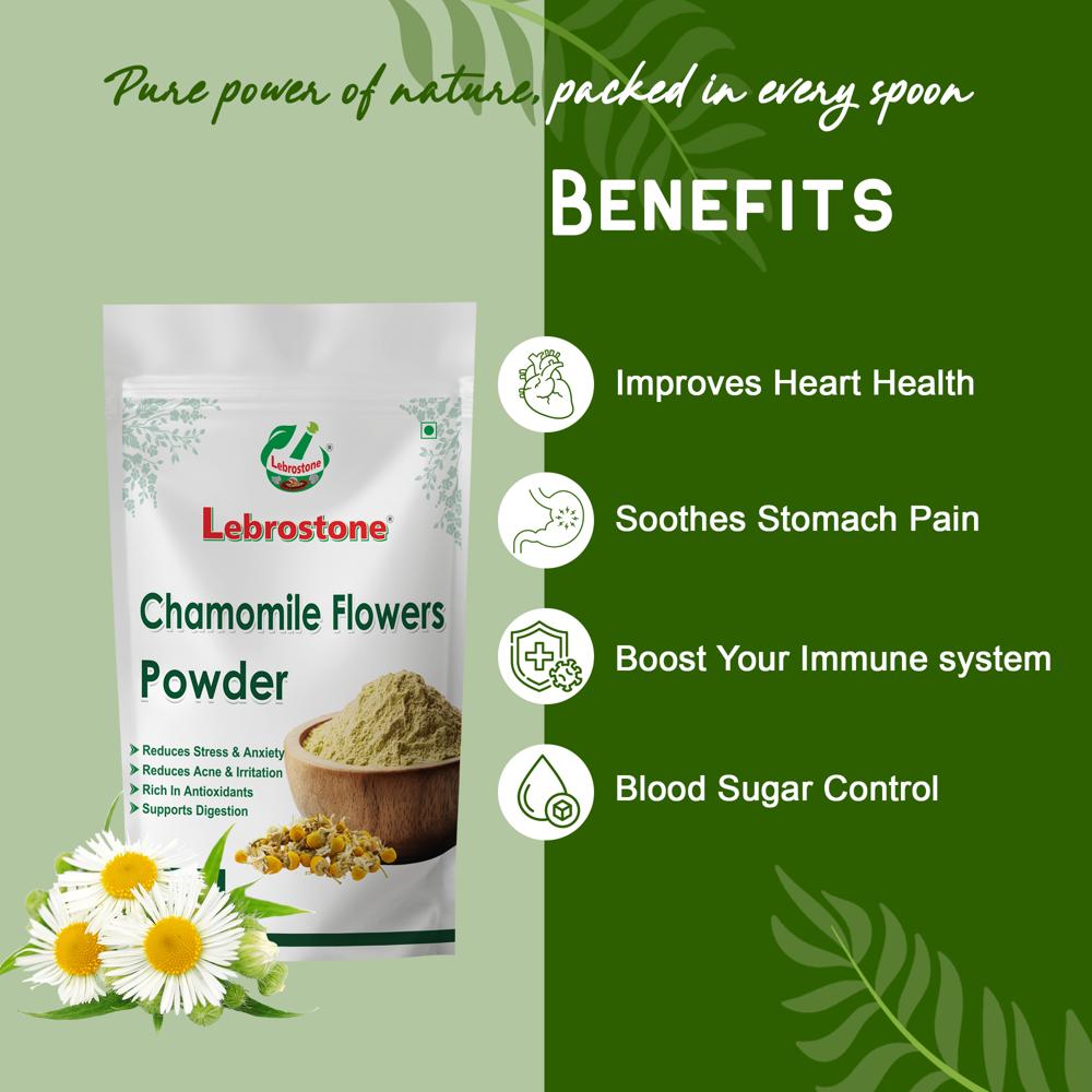 Lebrostone Chamomile Flowers Powder  Supports Heart Health, Digestion & Immunity| 100g