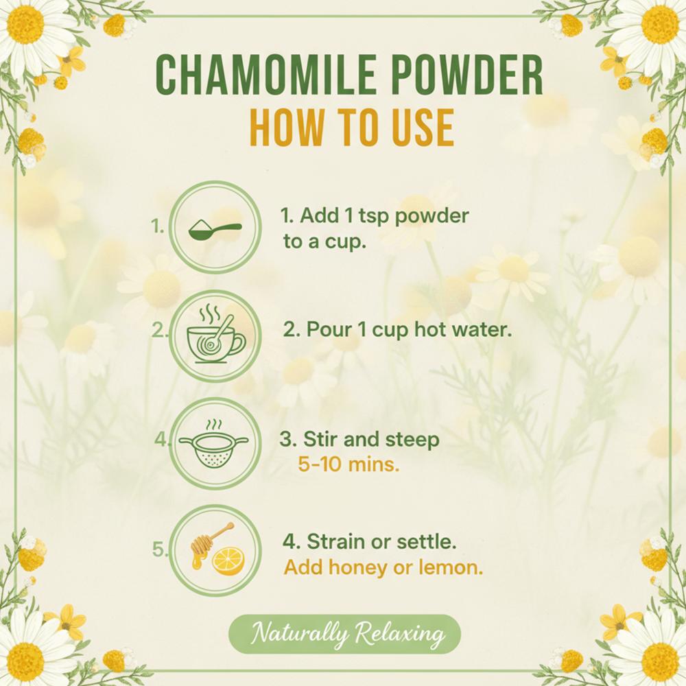 Lebrostone Chamomile Flowers Powder  Supports Heart Health, Digestion & Immunity| 100g