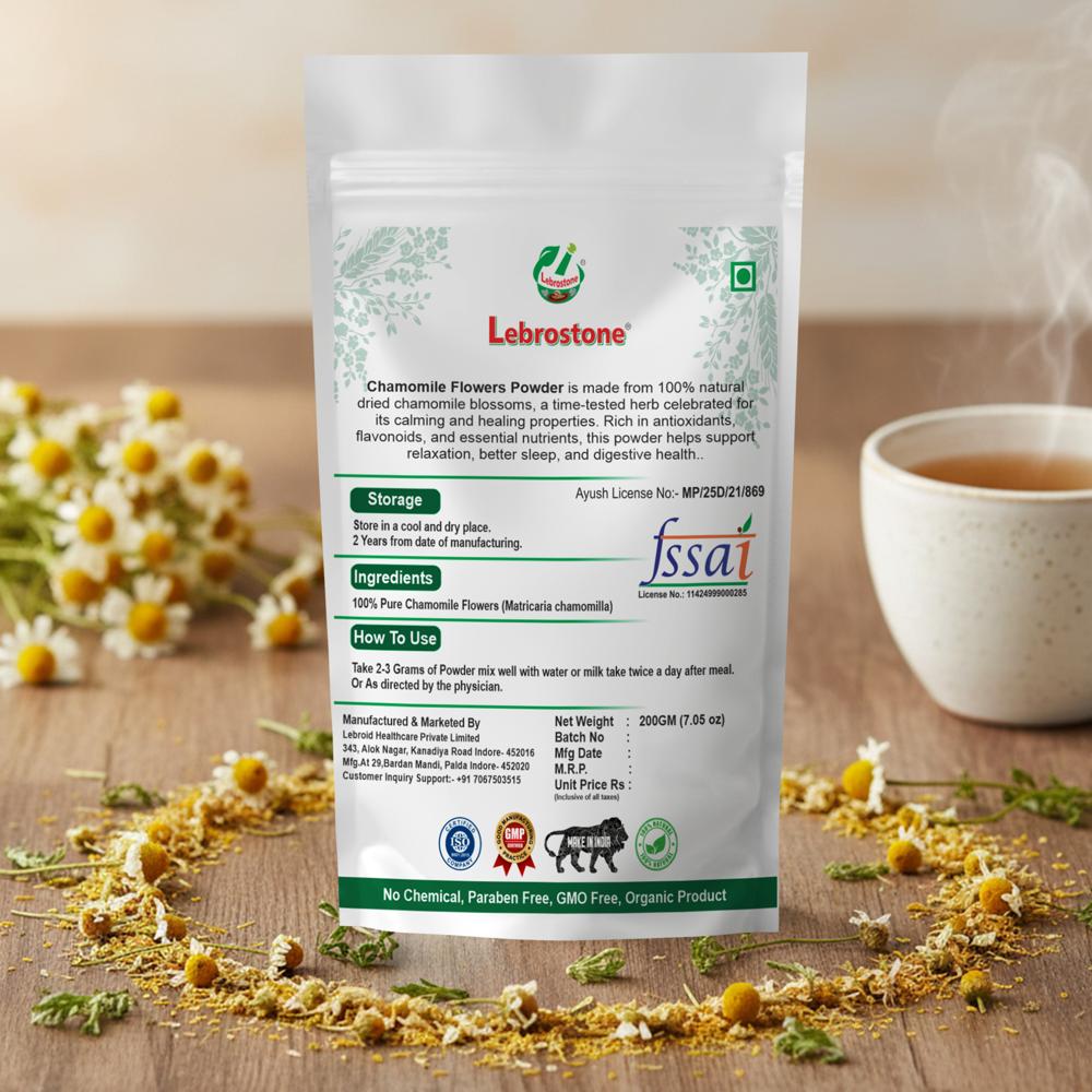 Lebrostone Chamomile Flowers Powder  Supports Heart Health, Digestion & Immunity| 200 