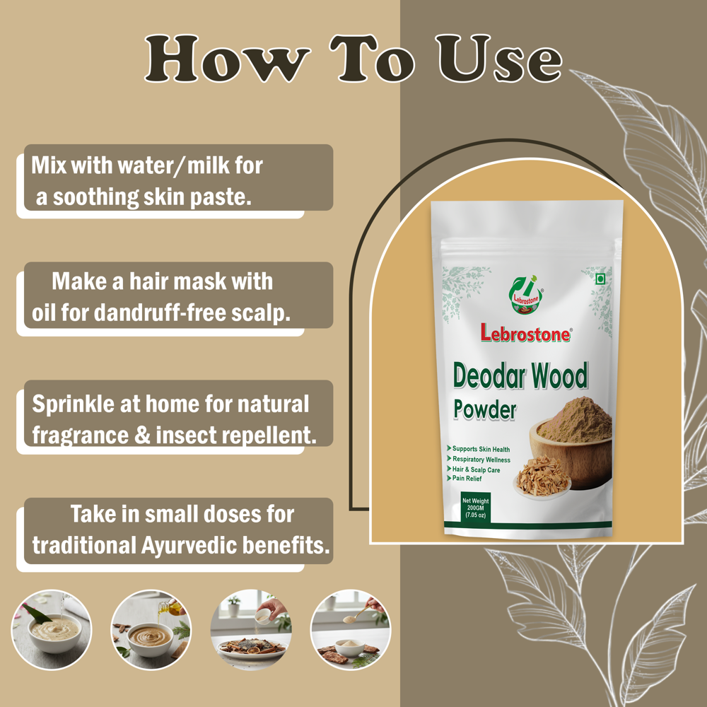 Lebrostone Deodar Wood Powder Hair Care, Skin Detox & Mind Soothing Powder(200g)