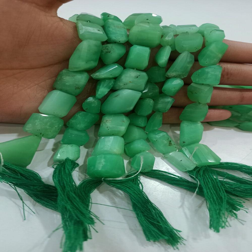 Natural Chrysoprase Nugget Shape Briolette Tumbled 12 to 20mm Beads Sold Per Strand 8 inches Long