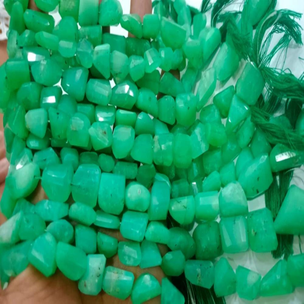 Natural Chrysoprase Nugget Shape Briolette Tumbled 12 to 20mm Beads Sold Per Strand 8 inches Long