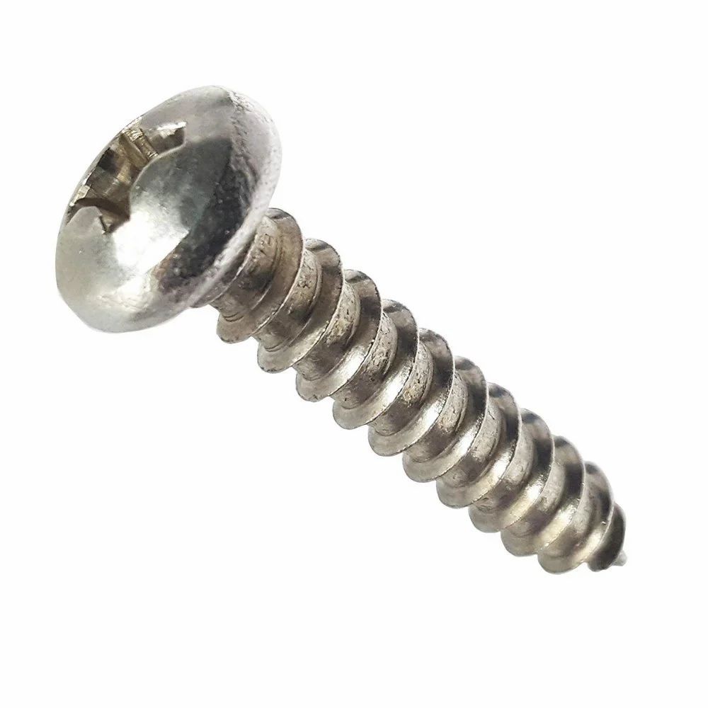 Pan Self Slotted Tapping Screw - Polished Stainless Steel, High Quality, Wide Head With Flat Bearing Surface
