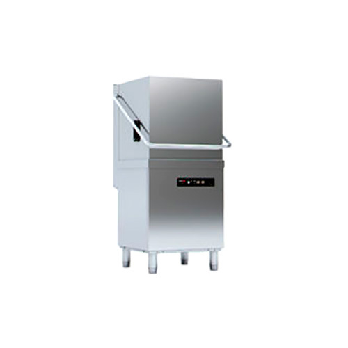 Hood Type Dishwasher - Brushed Stainless Steel, 650x750x1500 Mm, 40-60 Racks/hour | Digital Controls, Auto Detergent Dosing, Safety Hood Cut-off