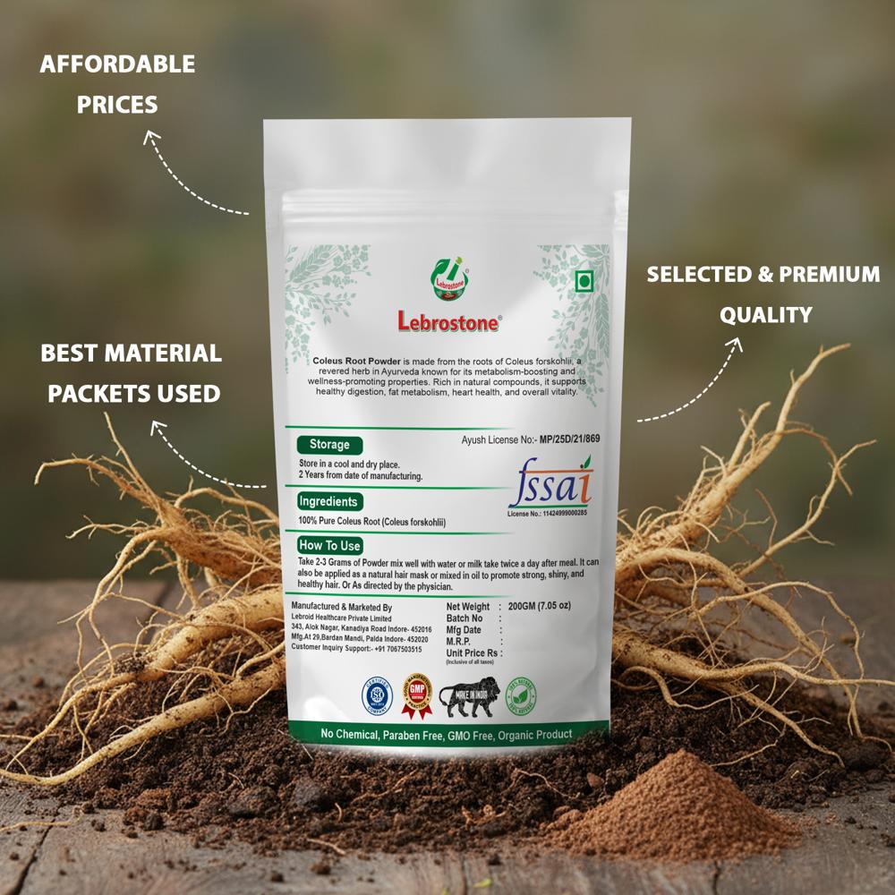 Lebrostone Coleus Root Powder | Supports Digestion, Heart Health & Blood Sugar Balance | 200g