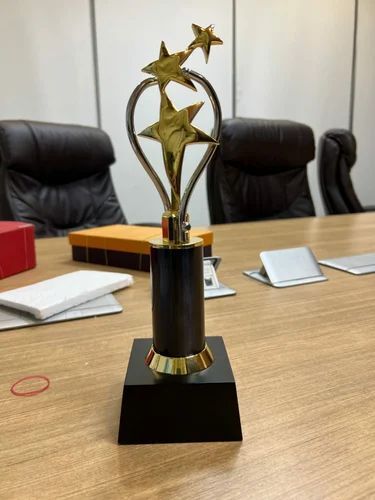 Golden 3 Star Metal Trophy
