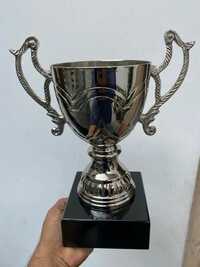 Silver Sports Cup - Metal, 8x4x10 Inch, Silver Plated | Electroplated Finish, Dual Handles, Solid Weighted Base