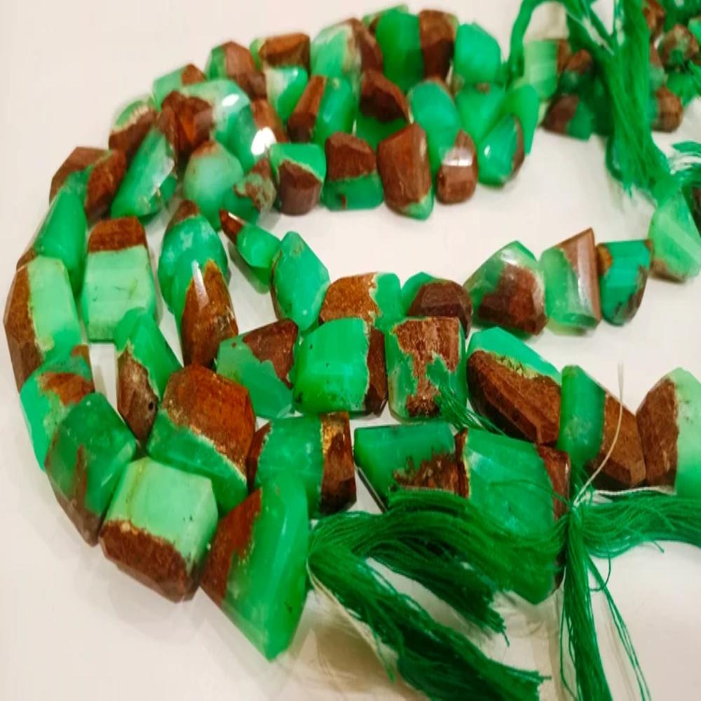 Natural Chrysoprase Nugget Shape Briolette Tumbled 12 to 20mm Beads Sold Per Strand 8 inches Long