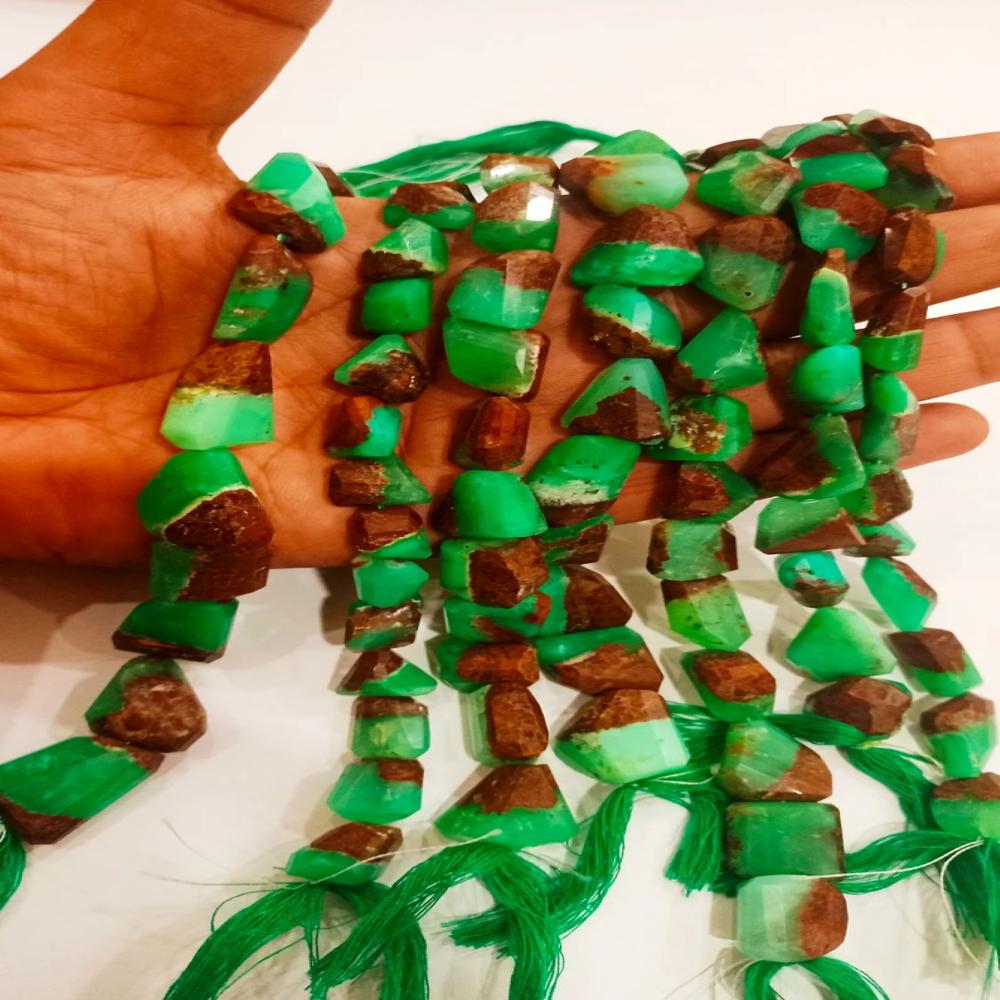 Natural Chrysoprase Nugget Shape Briolette Tumbled 12 to 20mm Beads Sold Per Strand 8 inches Long