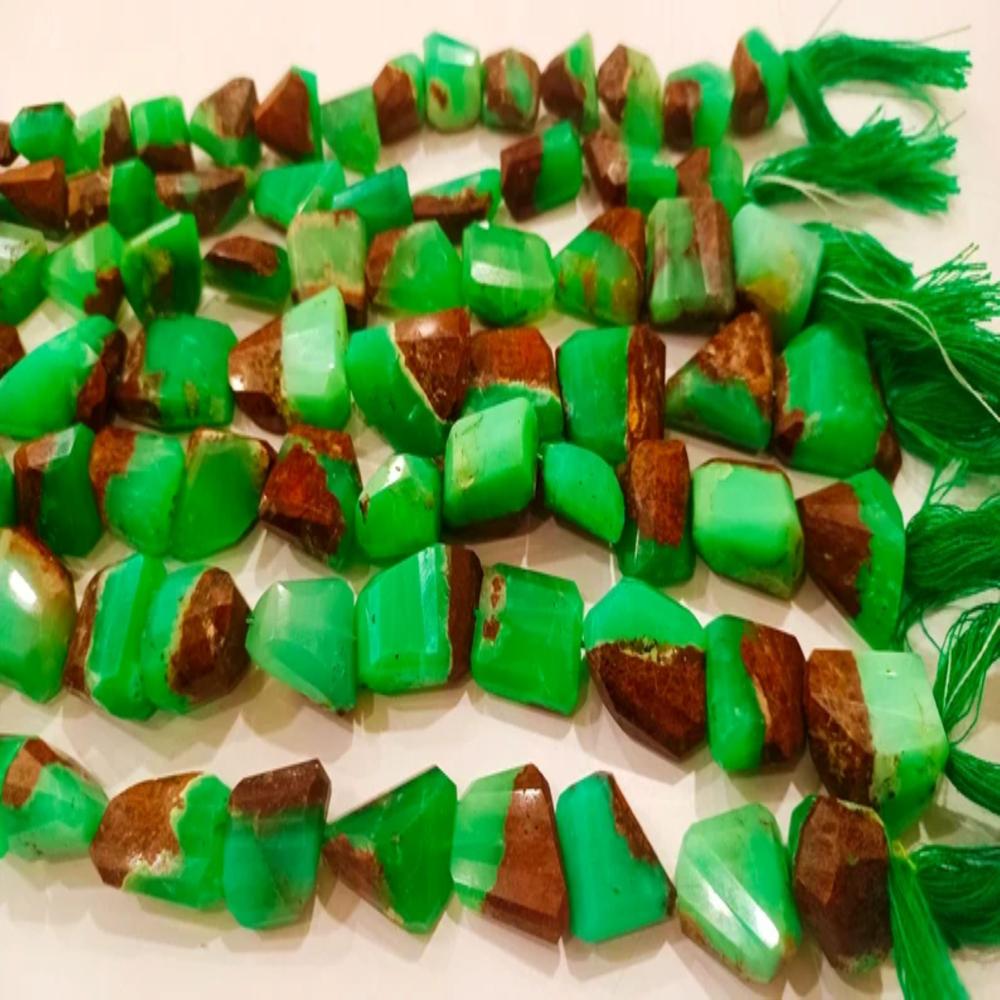 Natural Chrysoprase Nugget Shape Briolette Tumbled 12 to 20mm Beads Sold Per Strand 8 inches Long