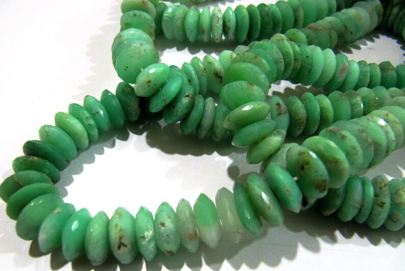 Natural Genuine Chrysoprase Faceted Gemstone Beads German Cut Rondelle Shape Size 11mm Chrysoprase Beads Strand 8 inches Graduated Beads