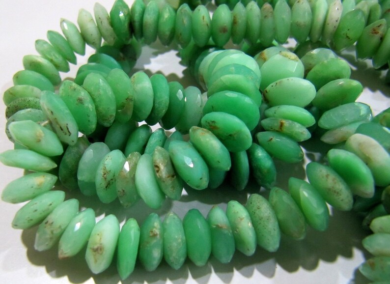 Natural Genuine Chrysoprase Faceted Gemstone Beads German Cut Rondelle Shape Size 11mm Chrysoprase Beads Strand 8 inches Graduated Beads