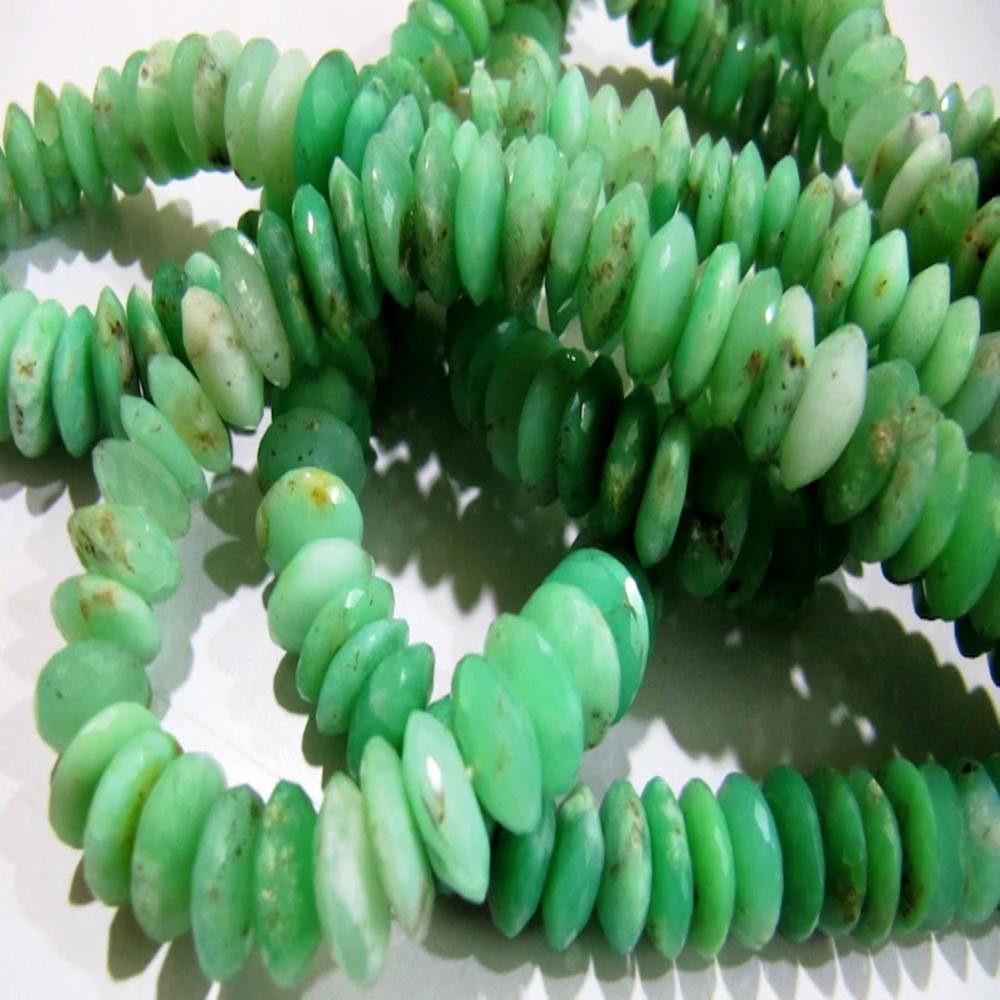 Natural Genuine Chrysoprase Faceted Gemstone Beads German Cut Rondelle Shape Size 11mm Chrysoprase Beads Strand 8 inches Graduated Beads