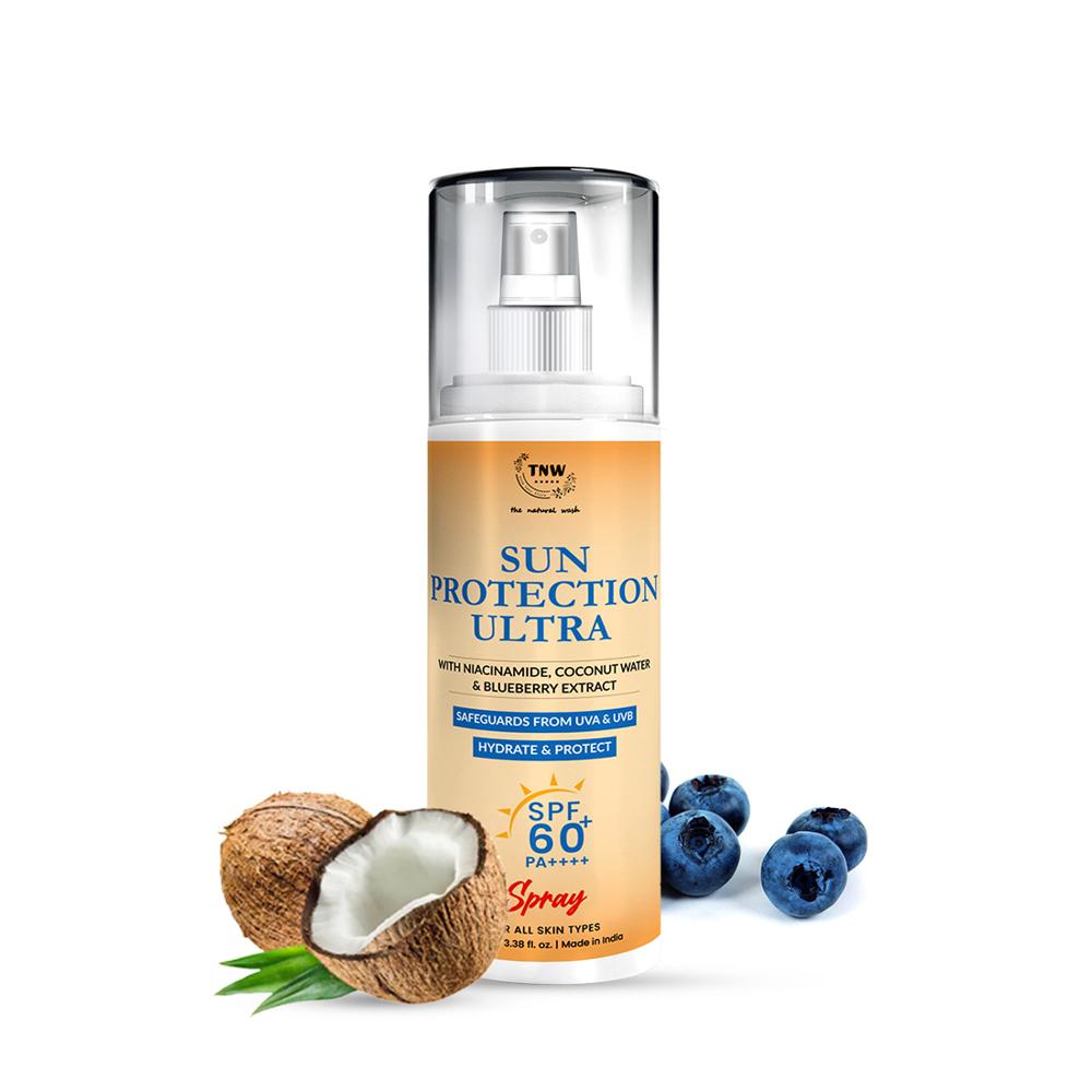 सन प्रोटेक्शन अल्ट्रा SPF 60 स्प्रे UVA/UVB के खिलाफ सुरक्षा