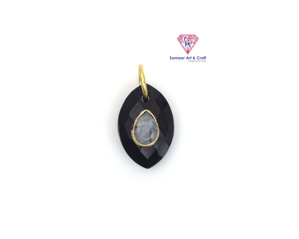 Natural Multi Gemstone Marquise Shape Evil Eye Pendant
