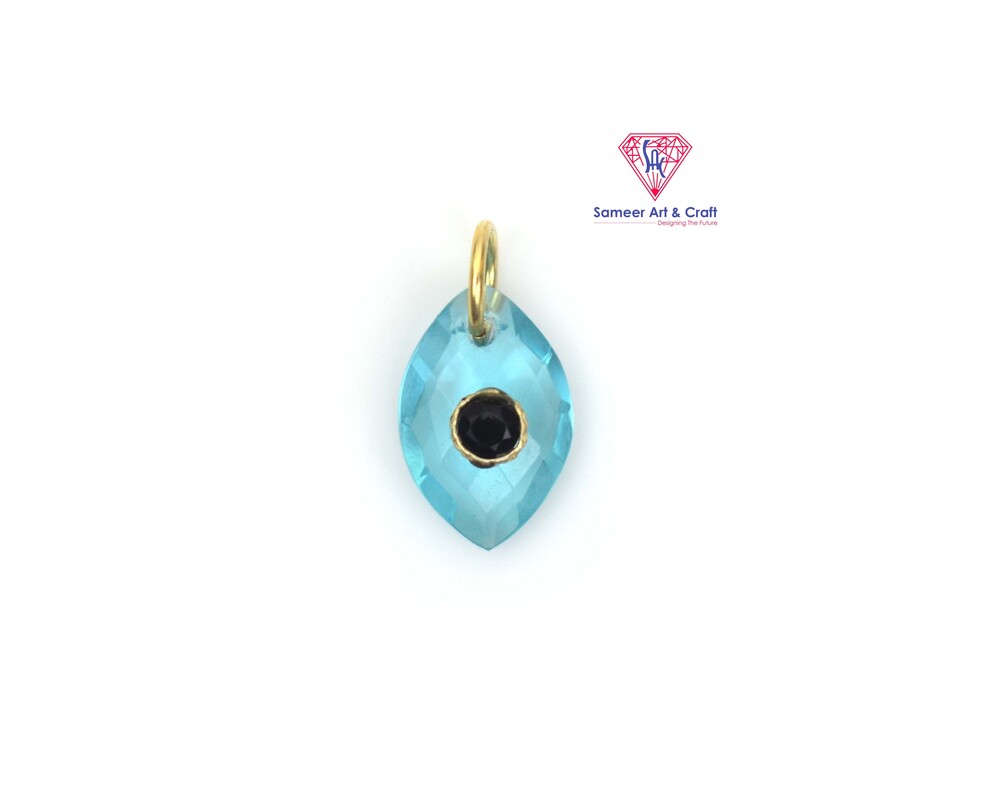 Natural Multi Gemstone Marquise Shape Evil Eye Pendant