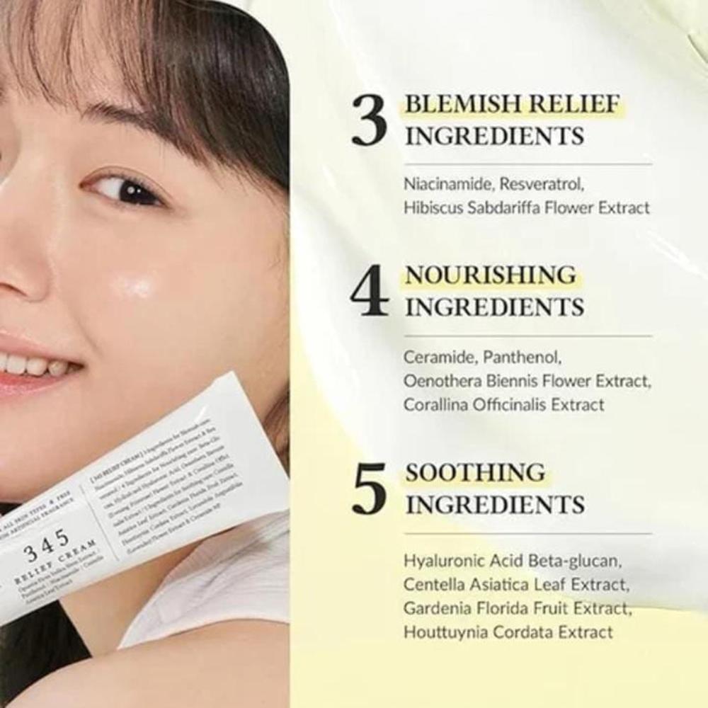 345 Relief Cream Daily Skin Care Face Moisturizer Cream Korean Daily Face Moisturizer Blemish Relief