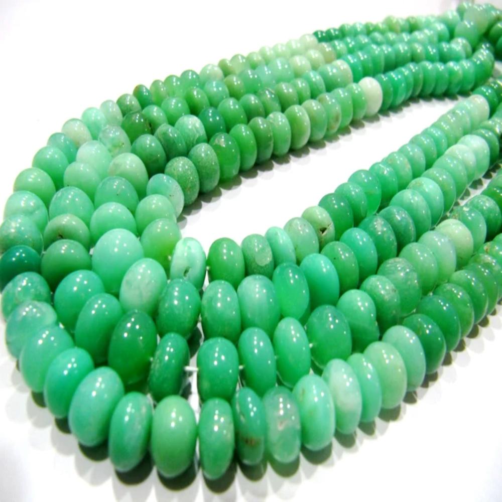 Natural Chrysoprase Smooth Plain Rondelle Beads Strand 8 Inches Long Beads