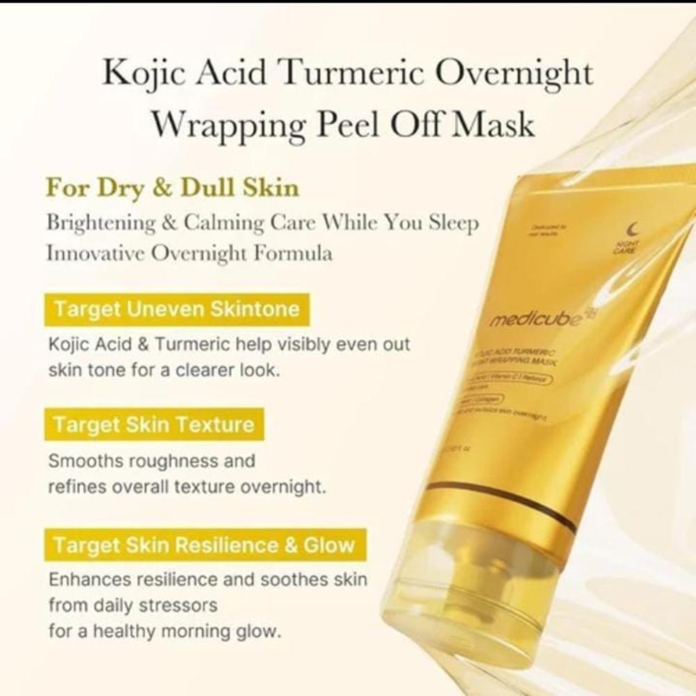 Medicube Kojic Acid Turmeric Overnight Wrapping Peel Off Mask Medicube Overnight Face Mask