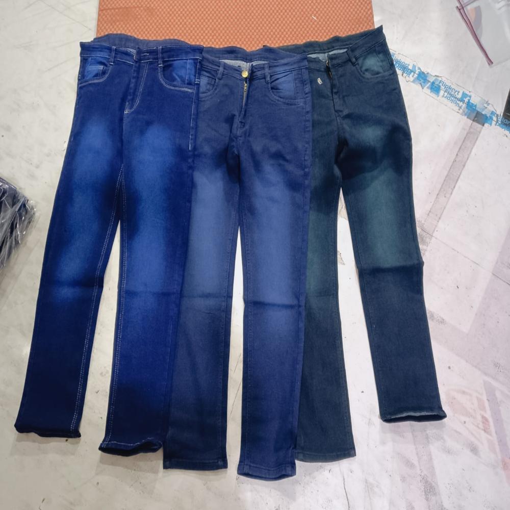 Men Slim Fit Cotton Jeans - Color: Dark Blue