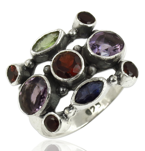 प्राकृतिक बहु पत्थर रत्न अंगूठी आभूषण