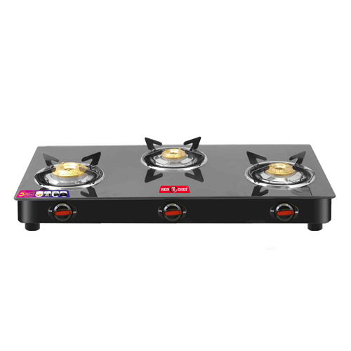 Black 3 Burner Glass Top Gas Stoves
